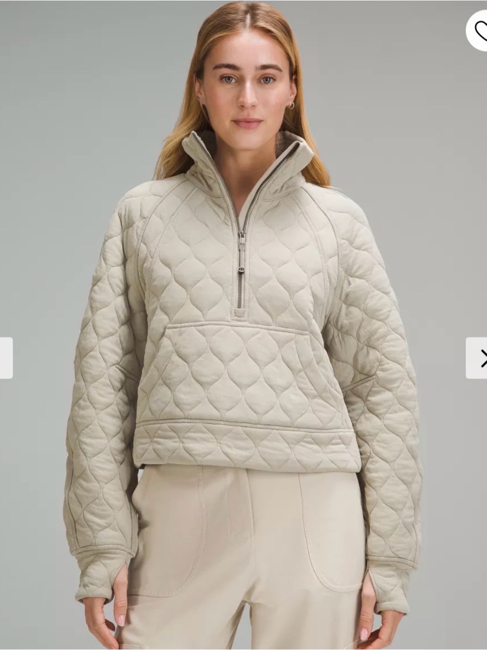 Lululemon Scuba Oversized Quilted Half Zip Bone Size 6